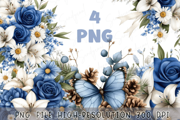Download Blue Floral Watercolor Flowers Bouquet - Premium Resources