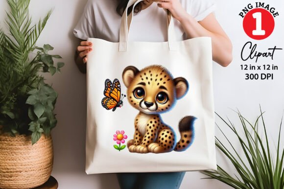 Download Cute Cheetah Playing with Butterfly PNG - Premium Resources