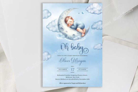 Download Cute Sleeping Baby Boy over the Moon Inv - Baby boy Collection