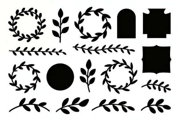 Download Botanical Clip Art Elements Black and - Premium Bundle