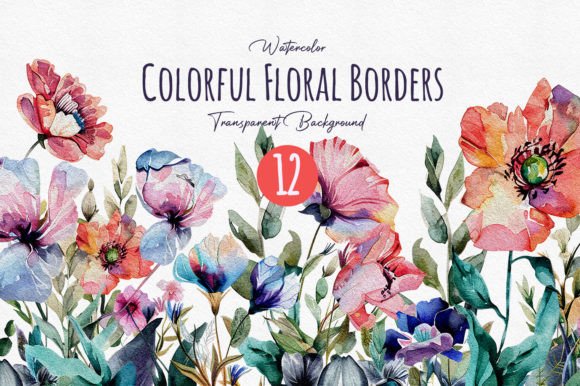 Download Watercolor Colorful Flower Border PNG - Flower border png Collection