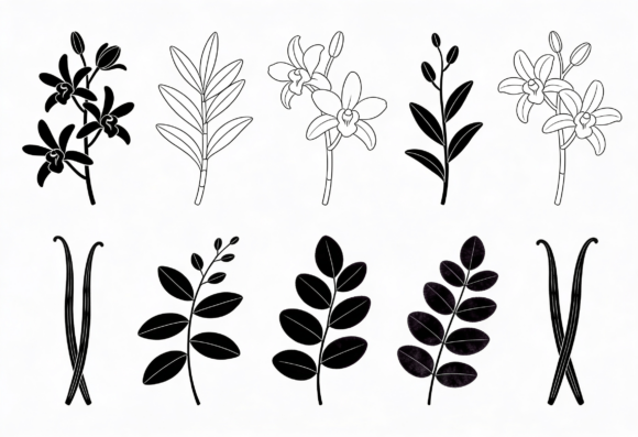 Download Orchid Vanilla Bean Botanical Clip Art - Botanical clip art Collection
